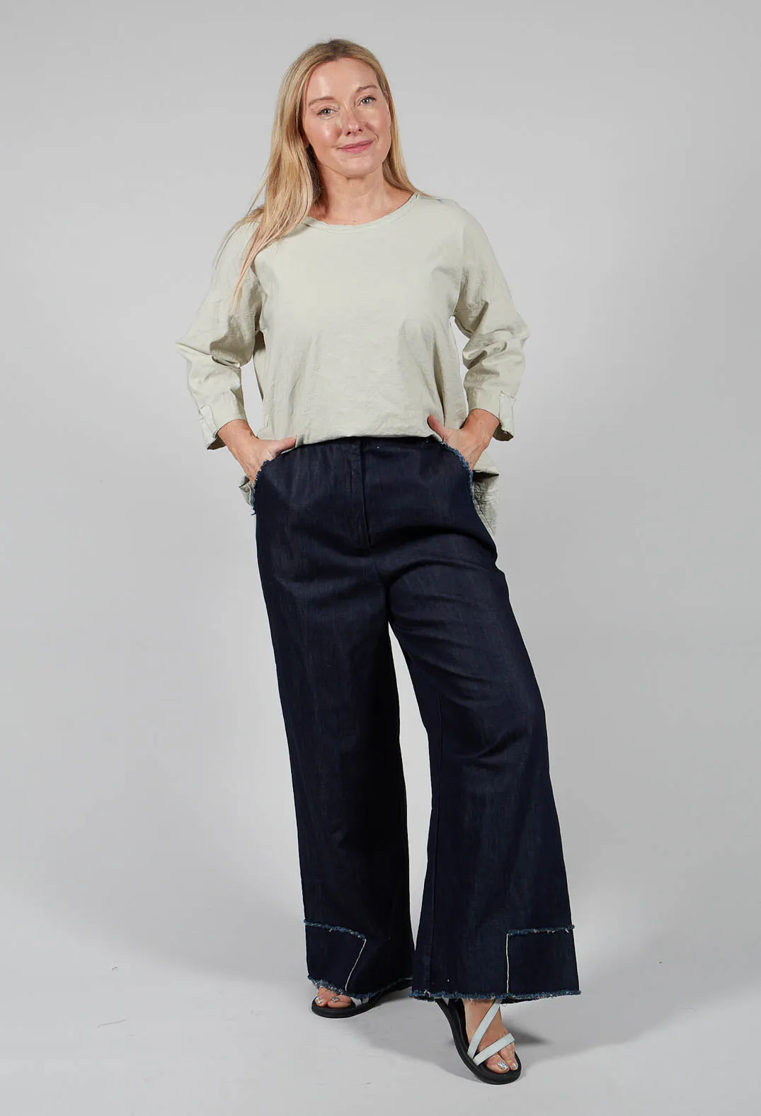 Wide Leg Denim Trousers