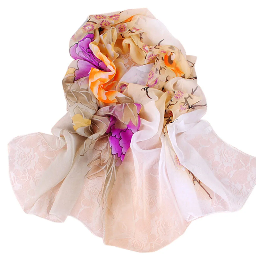 Women Ladies Chiffon Floral Scarf Soft Wrap Long Shawl luxury scarfs british style