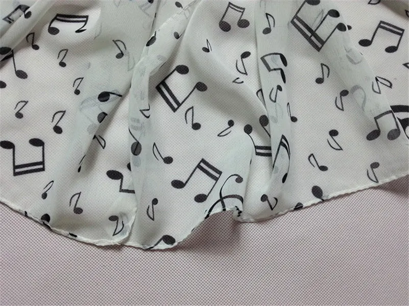 Women Lady Musical Note Chiffon Neck Scarf Shawl Muffler Scarves Echarpe Feida