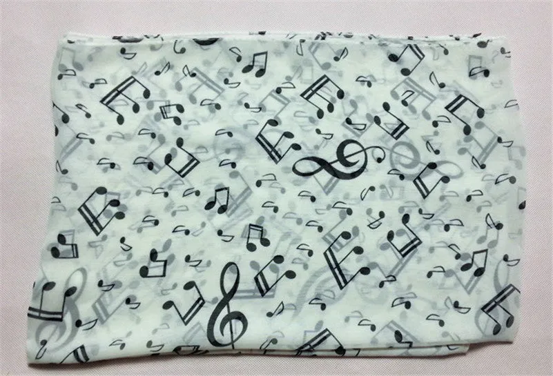 Women Lady Musical Note Chiffon Neck Scarf Shawl Muffler Scarves Echarpe Feida