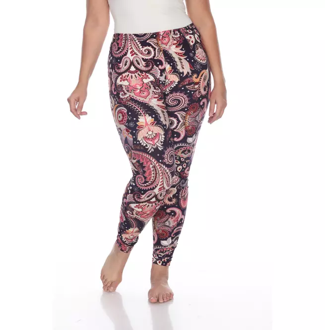 Women's Plus Size Pink Paisley Leggings