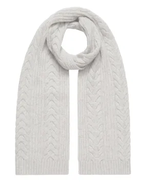 Women's Wide Cable Cashmere Scarf Fumo Grey