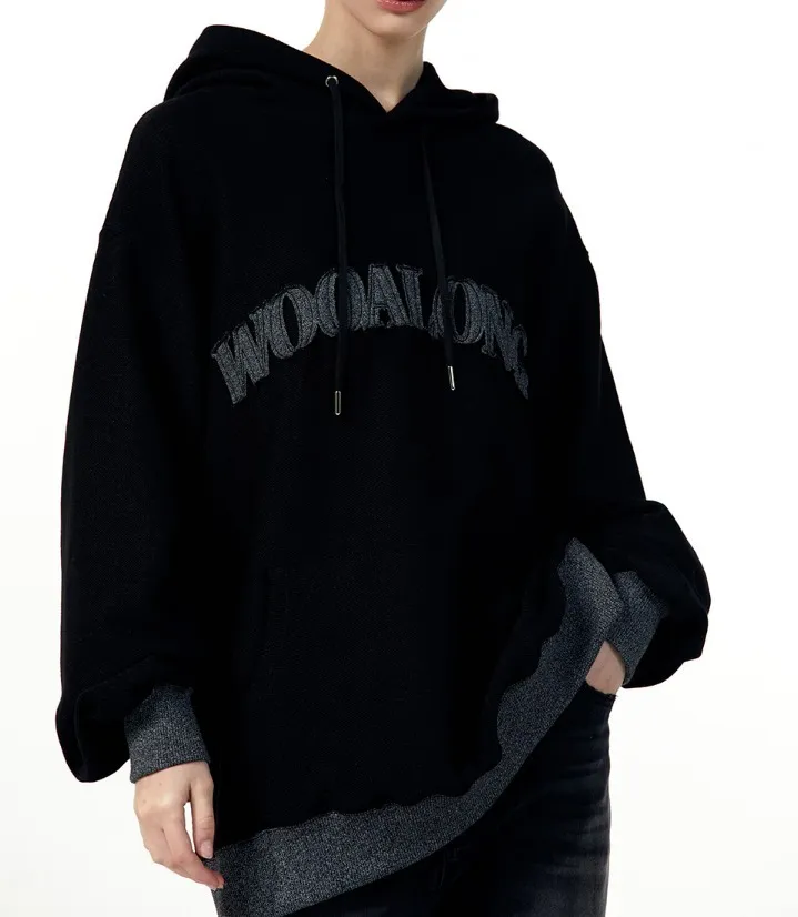 WOOALONG  |Unisex Street Style Long Sleeves Plain Cotton Oversized Logo