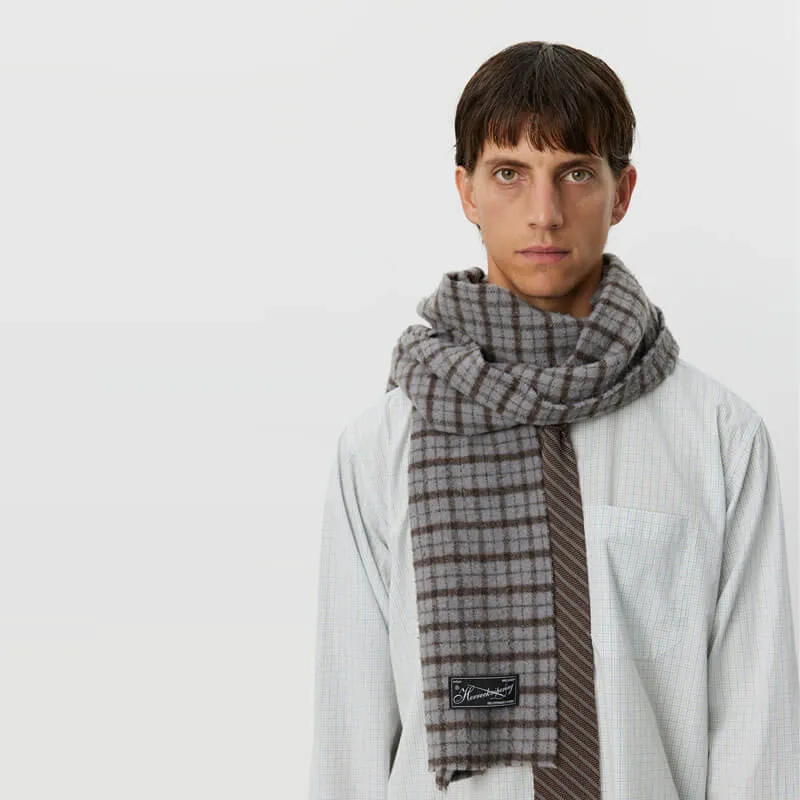 Wool Scarf - Blue Check