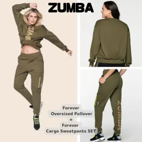 ZUMBA  |Crew Neck Street Style Long Sleeves Cotton Oversized Khaki